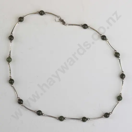 silver greenstone necklace stamped 925