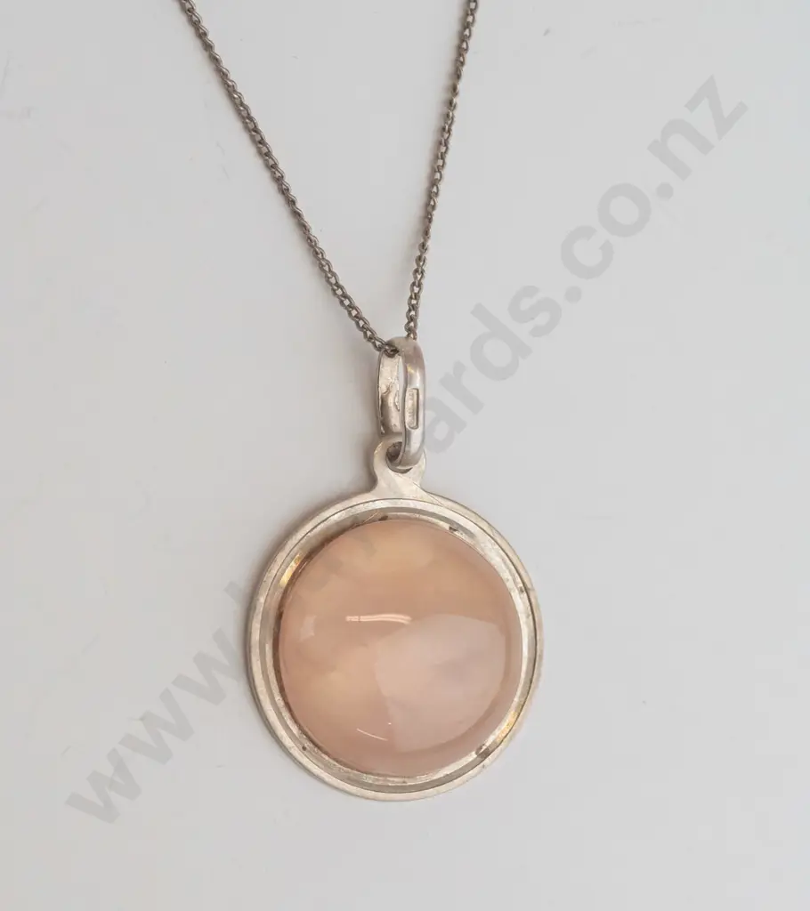 silver pale colour stone necklace stamped sterling Image 1++