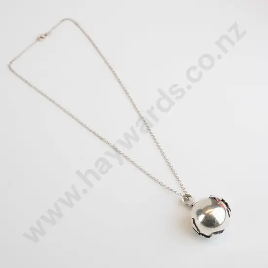 silver globe necklace stamped 925