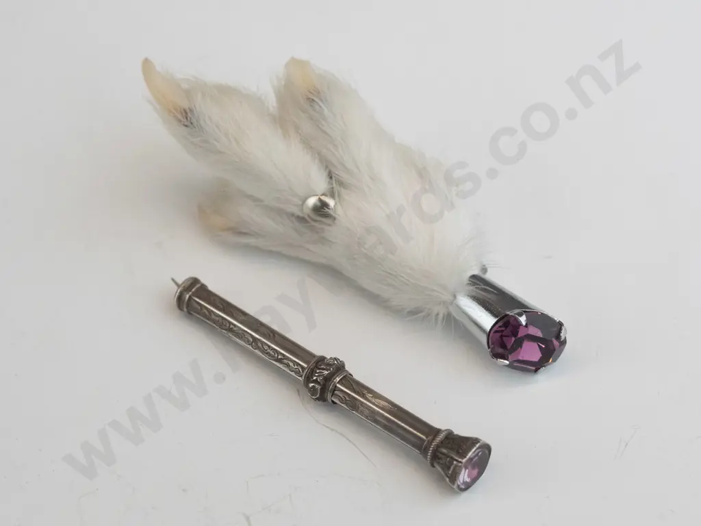 amethyst claw foot brooch & amethyst silver tool ? Image 1++