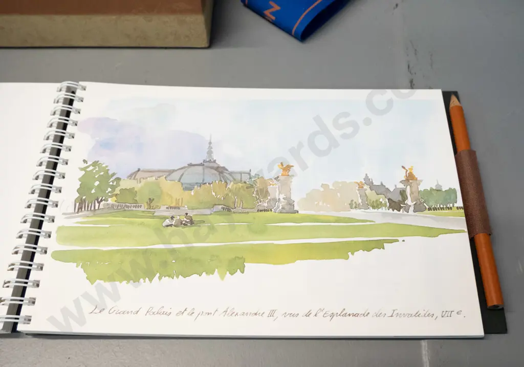 Louis Vuitton Carnet de Voyages Paris souvenir sketch book with 3 postcards and pencil fitted in booklet, with Louis Image 1++