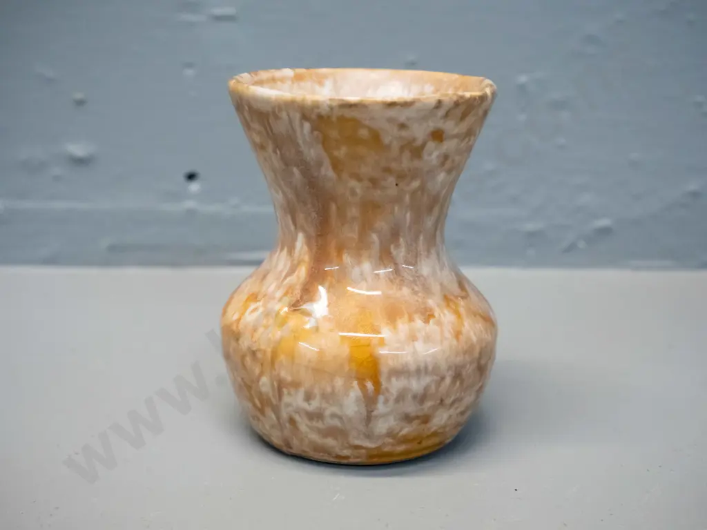 (Ambrico / early Crown Lynn?) small trickle glaze vase or pot - some crazing H-85 D-60 Image 1++