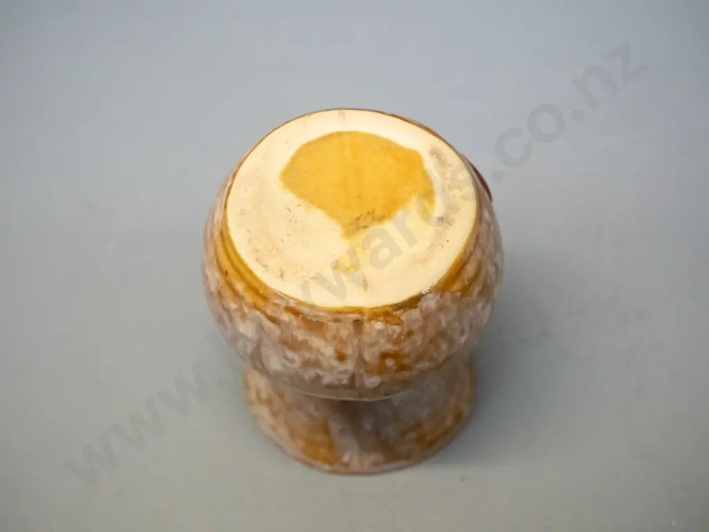 (Ambrico / early Crown Lynn?) small trickle glaze vase or pot - some crazing H-85 D-60 Image 1++