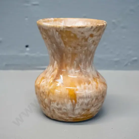 (Ambrico / early Crown Lynn?) small trickle glaze vase or pot - some crazing H-85 D-60
