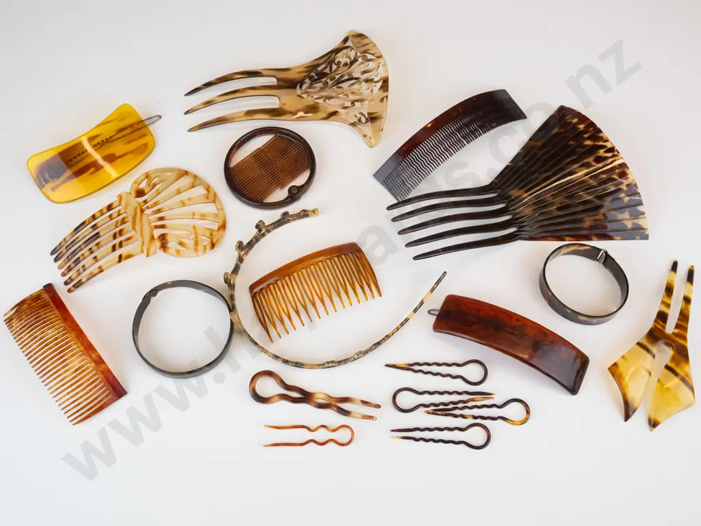 various tortoiseshell hair clips, combs & 1 bangle Image 1++