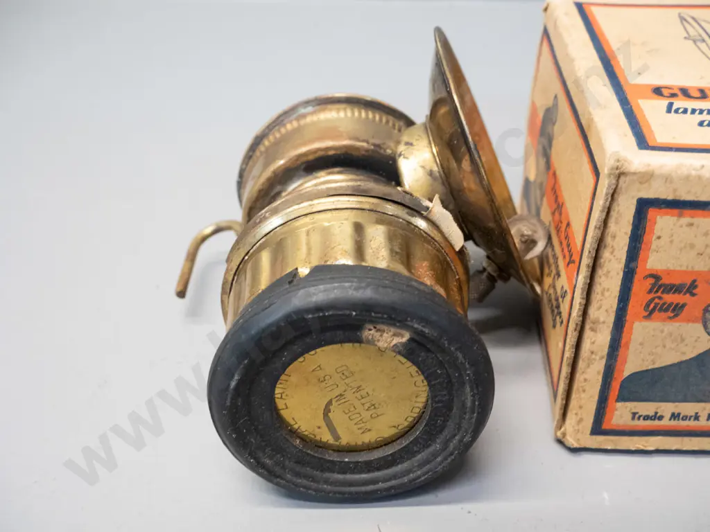 brass miner's lamp - Guy's "Dropper" in original box - Universal Lamps, Springfield Ill. USA. Has had repair, Image 1++