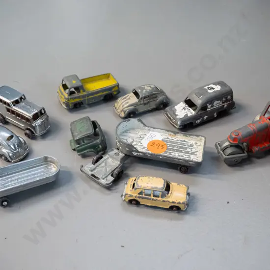 assorted small play-worn Fun Ho and other vehicles including chrome VW and a chrome passenger bus w/ Streamlux Australia