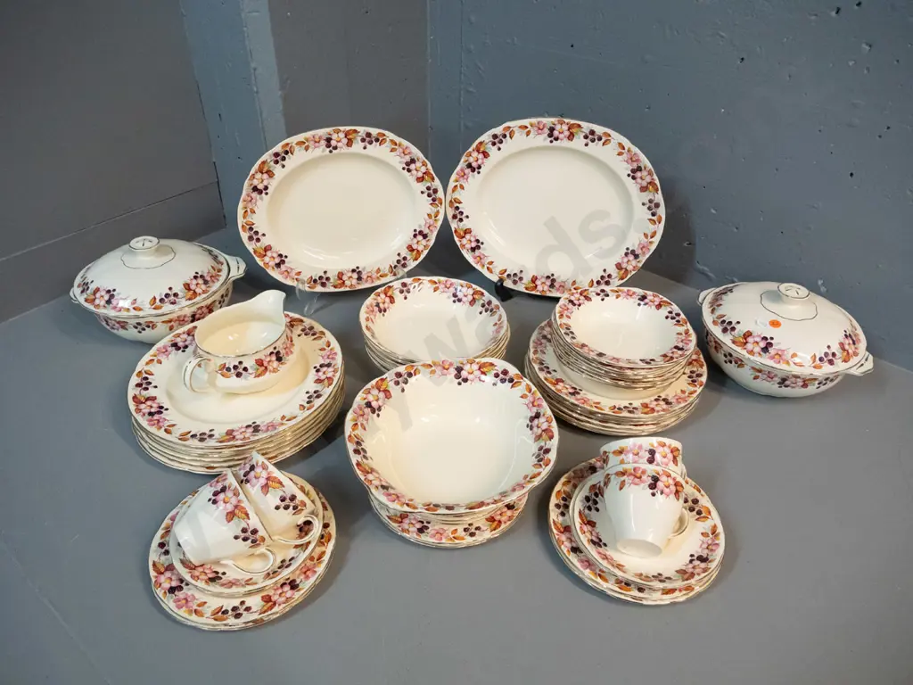 assorted Alfred Meakin Blackberry pattern dinnerware including 2 ashetts, 2 lidded vegetables, etc. Image 1++