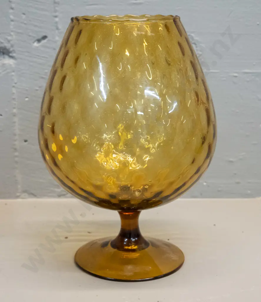 retro amber glass large goblet H-255 Image 1++