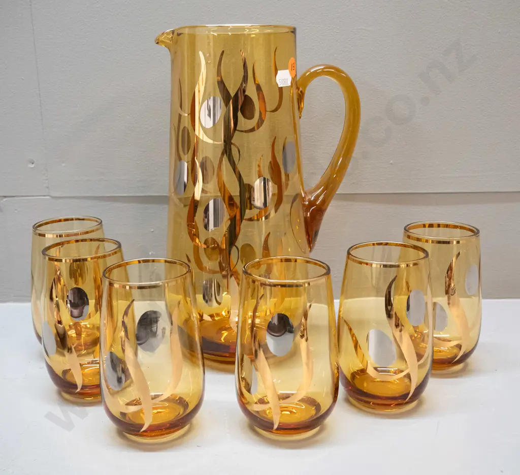 retro amber glass water set - jug is H-260 Image 1++