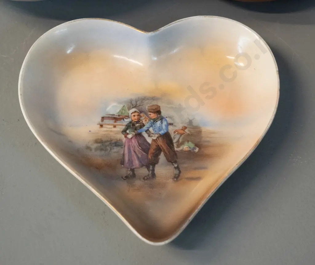 2 pieces of Bayreuth skating children china - vase is H-150 - and a Hanmer pottery jar with ill-fitting cork top Image 1++