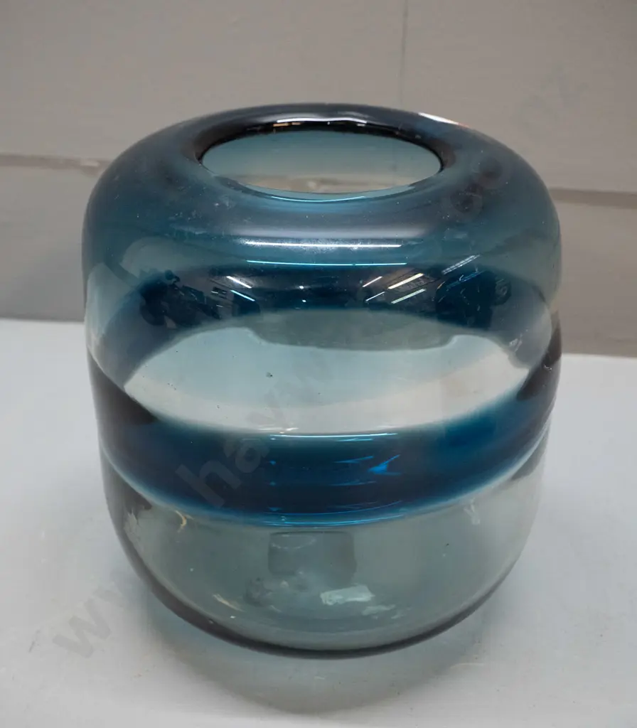 glass vase - light blue and dark blue band H-200 D-190 Image 1++