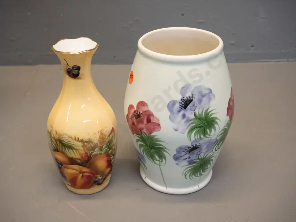 2 English vases - Radford pottery floral pattern H-170 and Aynsley Orchard Gold Image 1++