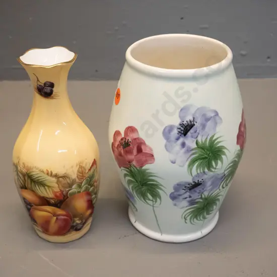 2 English vases - Radford pottery floral pattern H-170 and Aynsley Orchard Gold