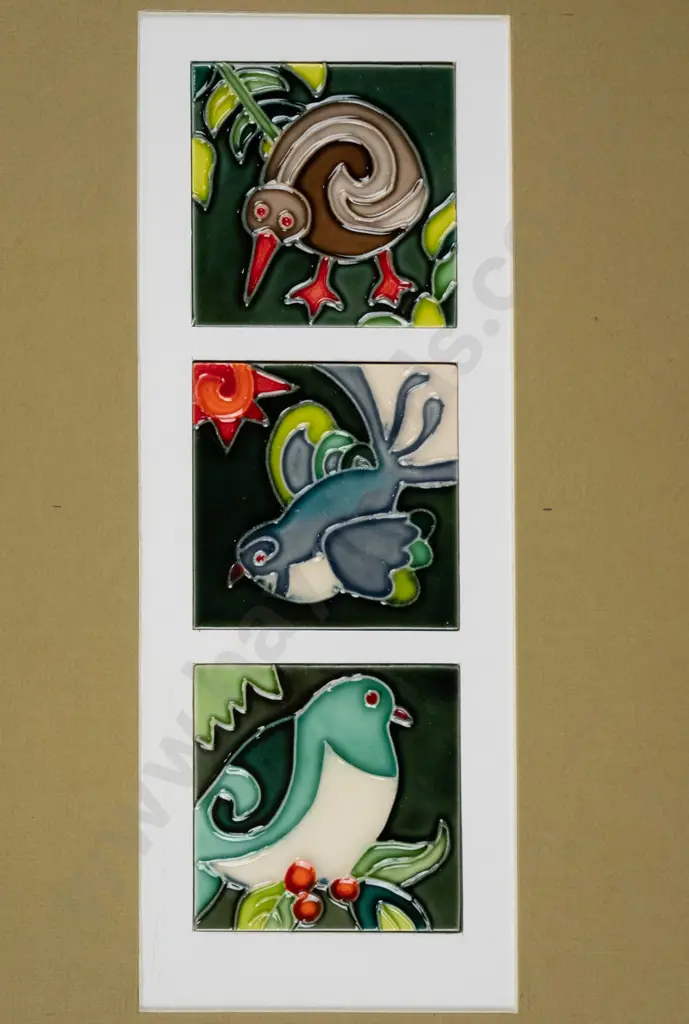 framed tile triptych - native birds H - 220  W - 75 Image 1++