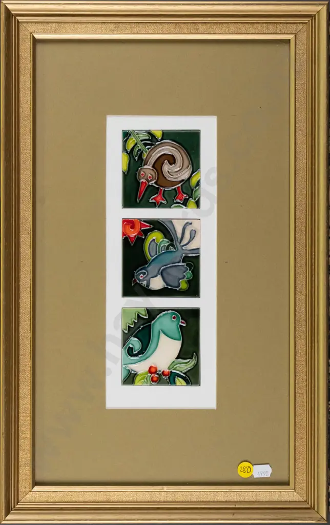 framed tile triptych - native birds H - 220  W - 75 Image 1++