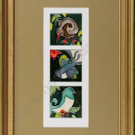 framed tile triptych - native birds H - 220  W - 75