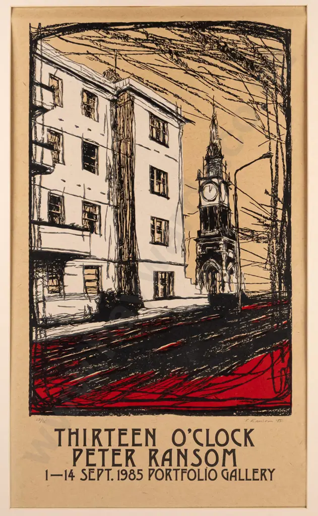 unframed Peter Ransom ltd print 28/35 "13 in words o'clock" H-600 W-320 Image 1++