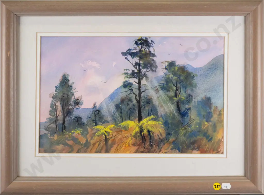 Ray Melhop - framed watercolour "West Coast" H - 230 W - 350 Image 1++