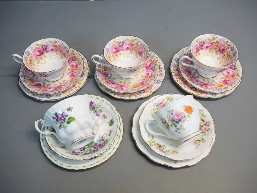 5 Royal Albert chia trios - Moss Rose, Violets and three Serena Image 1++