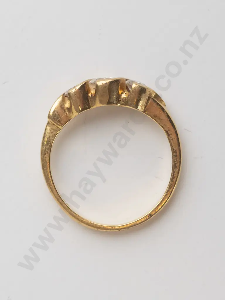 3 diamond ring 18ct yellow gold with semi rub tube coronets 1/2 round band w round brilliants 10 cts each Image 1++