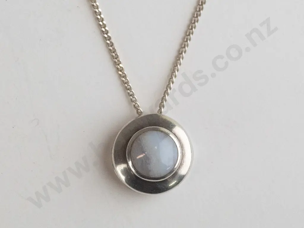 silver white stone necklace stamped 925 Image 1++