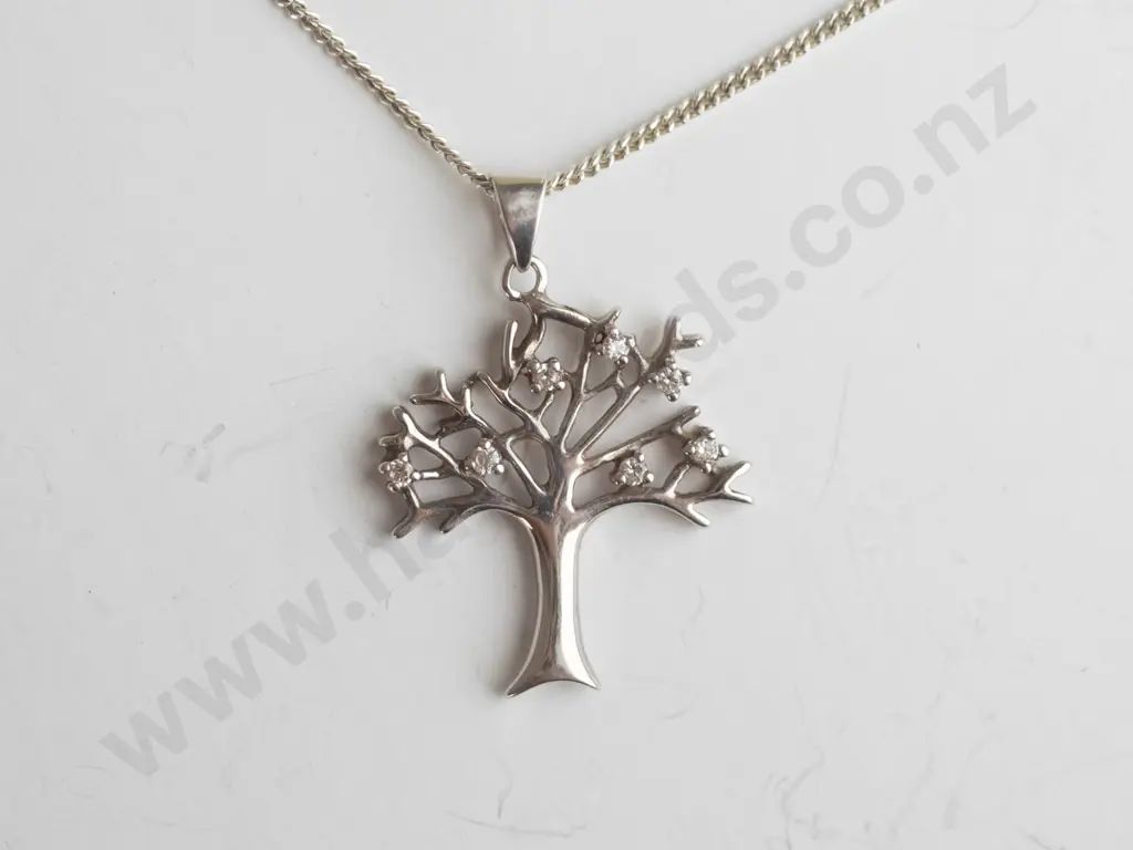 silver tree necklace all stamped 925 Image 1++