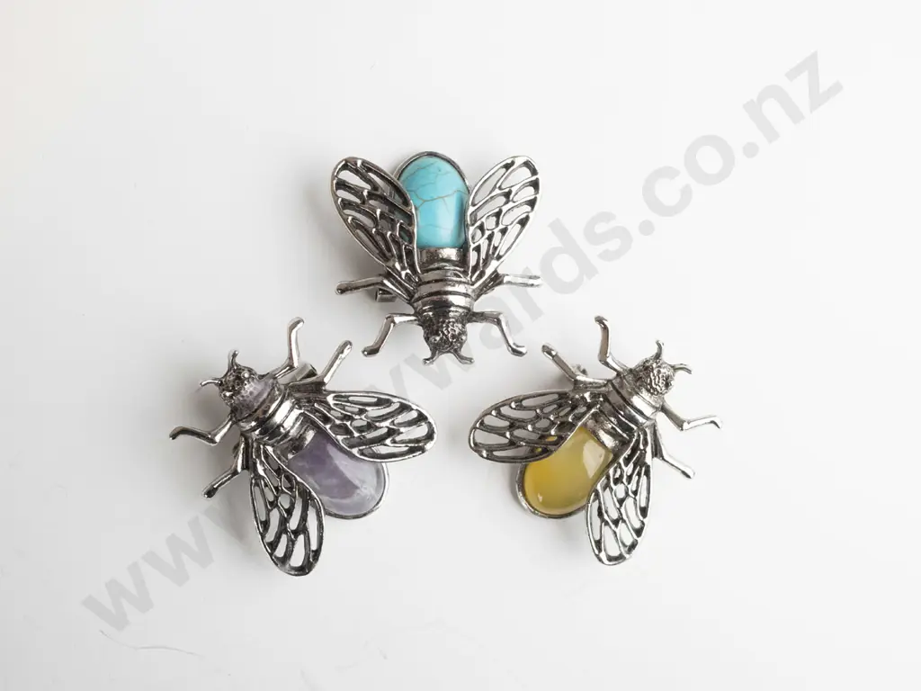3 bug brooches each with a  different stone Image 1++