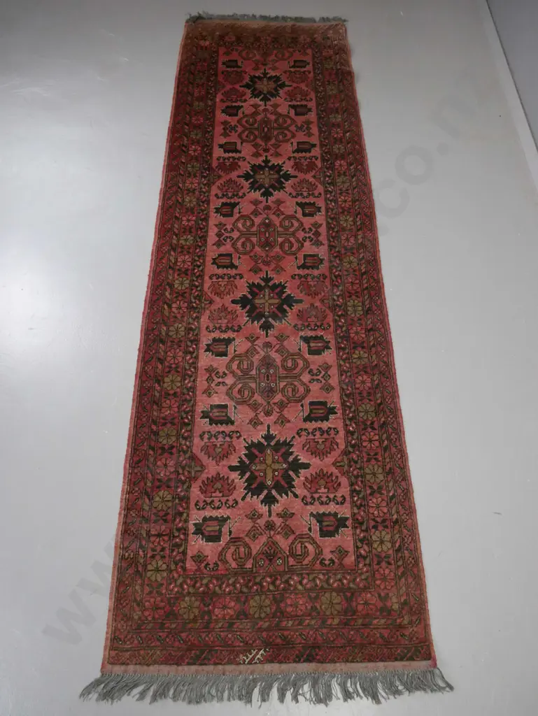 Persian style hand-knotted wool floor runner - browns and reds, some fading L-2950 W-840 Image 1++