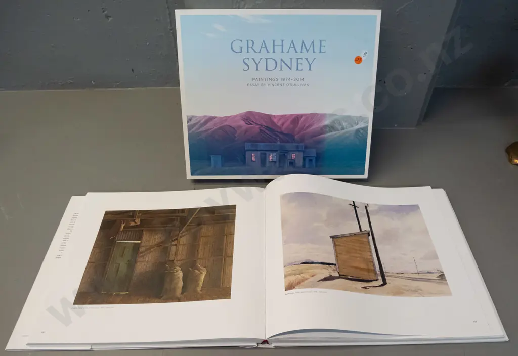 slip-cased hard cover book: Grahame Sydney - Paintings 1974-2014, pub. 2014 by Craig Potton - sun-fading to slipcase Image 1++