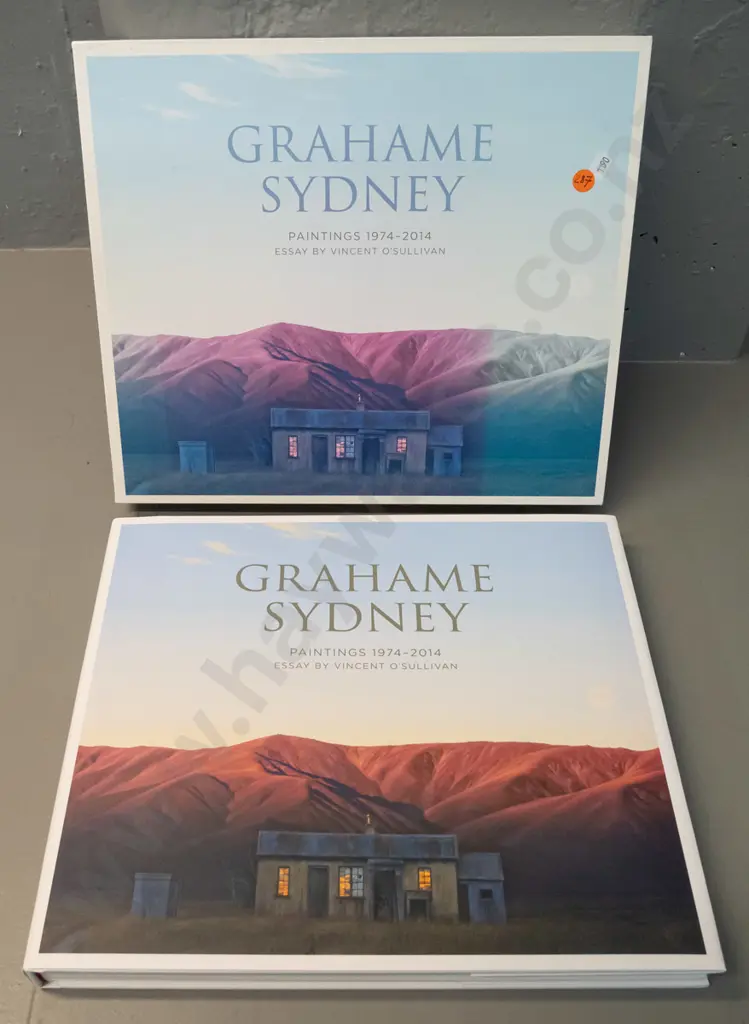 slip-cased hard cover book: Grahame Sydney - Paintings 1974-2014, pub. 2014 by Craig Potton - sun-fading to slipcase Image 1++