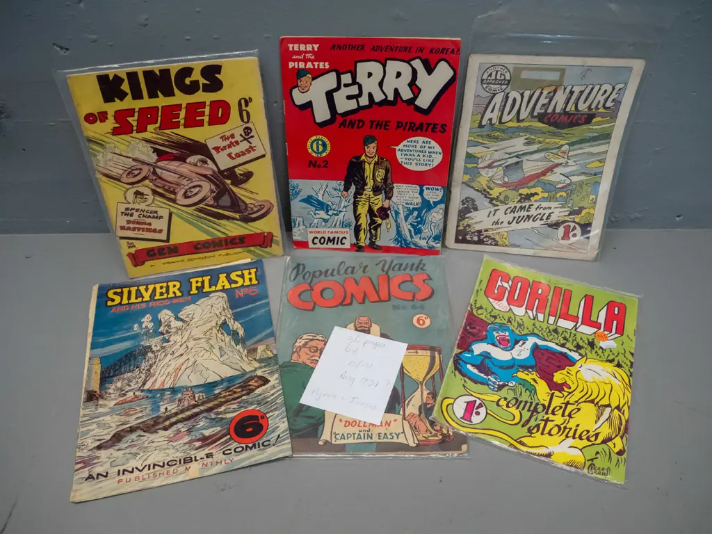 6 1950s or 1960s vintage comic books - Gorilla, Silver Flash, Kings of Speed, Adventure Comics etc. Image 1++