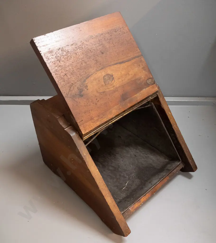 carved timber coal scuttle with brass handle, has tin liner H-360 W-350 D-400 Image 1++