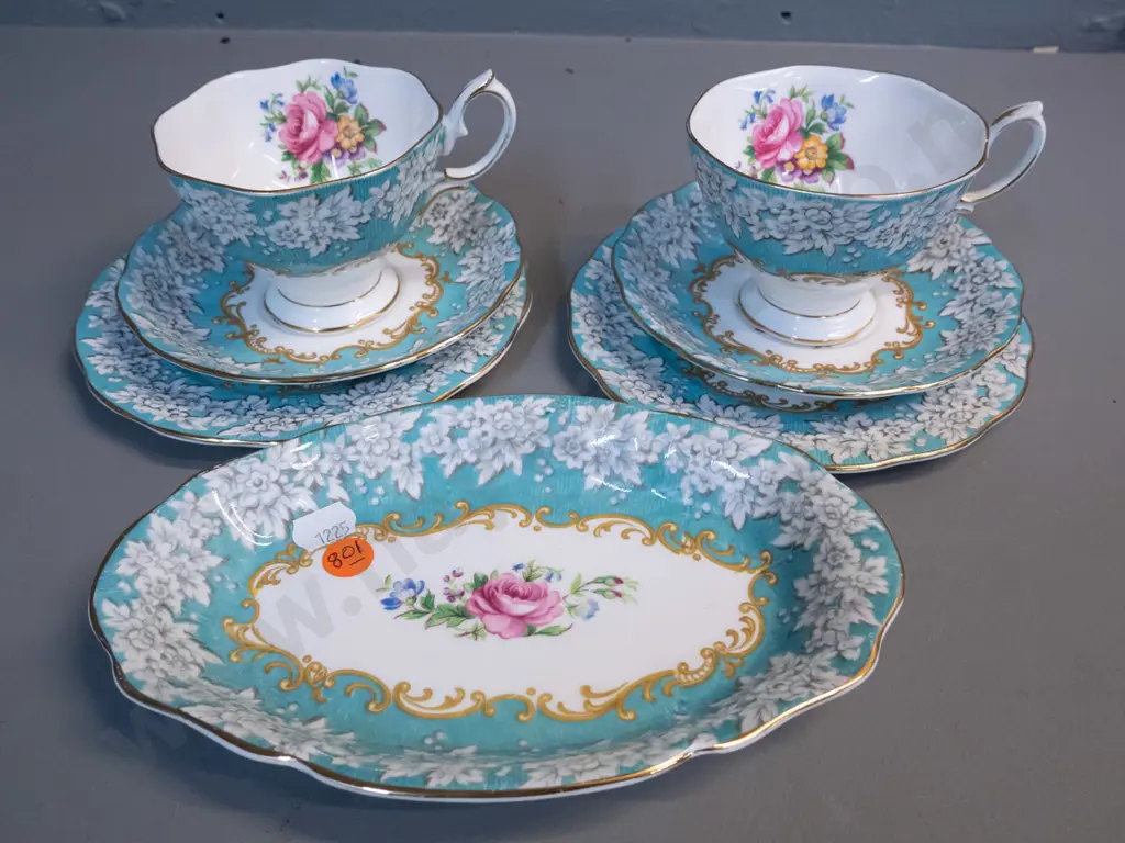 Royal Albert "Enchantment" pattern - 2 trios and a dish Image 1++