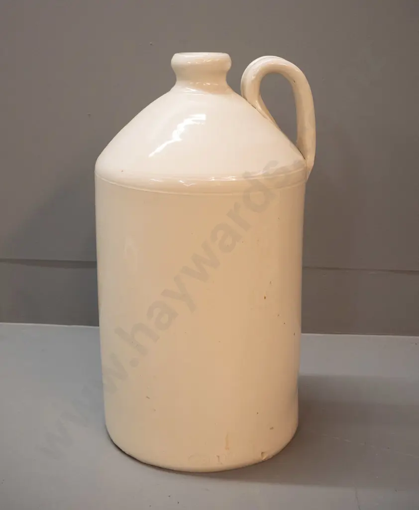 large Doulton Lambeth handled cream glaze stoneware crock - marked 100 - no stopper. H-440 Image 1++