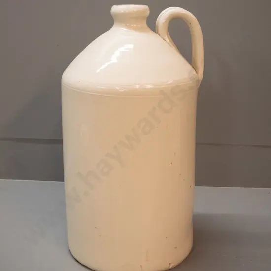 large Doulton Lambeth handled cream glaze stoneware crock - marked 100 - no stopper. H-440
