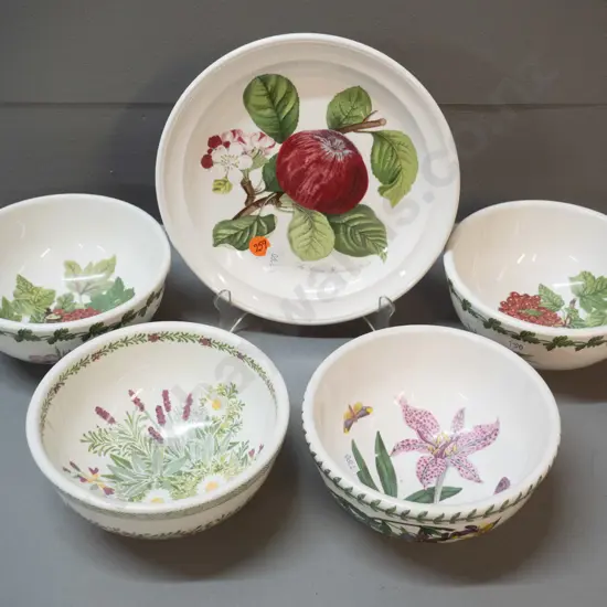 5 Portmeirion items - Pomona plate D190 and 2 bowls, National Trust Garden Herbs & Botanic Garden bowls