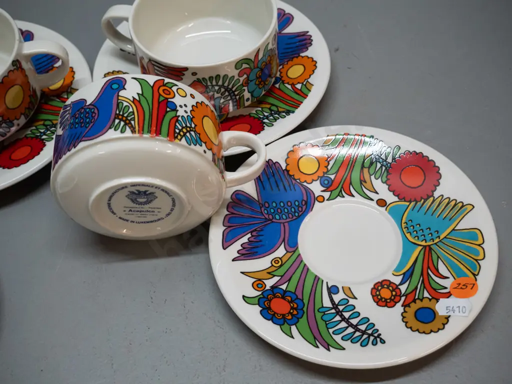 4 retro Villeroy and Boch "Acapulco" pattern cups & saucers Image 1++