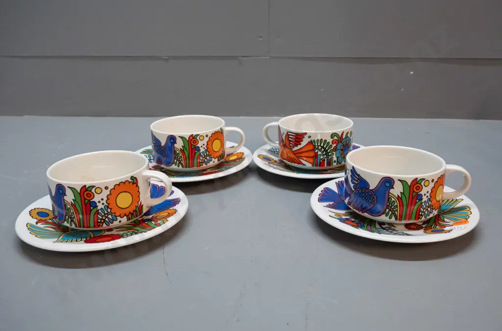 4 retro Villeroy and Boch "Acapulco" pattern cups & saucers Image 1++