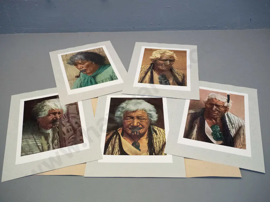 5 vintage unframed Goldie portrait prints in folder - mounted on textured paper, never frame. Some waving to backing Image 1++