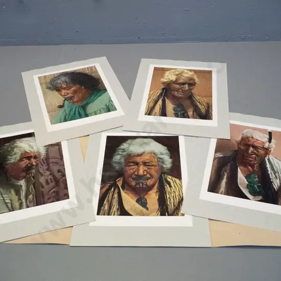 5 vintage unframed Goldie portrait prints in folder - mounted on textured paper, never frame. Some waving to backing