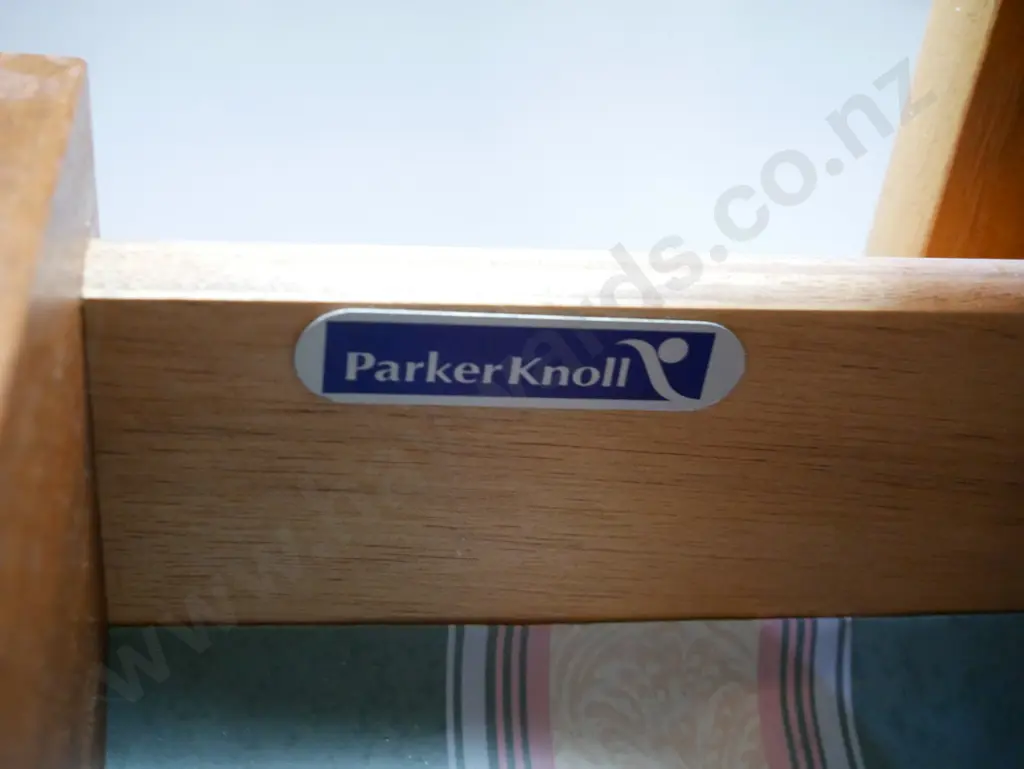 mid-century Parker Knoll teak bookcase with 1 fixed and 3 adjustable shelves, 1 drawer, 2 panelled cupboard doors, Image 1++