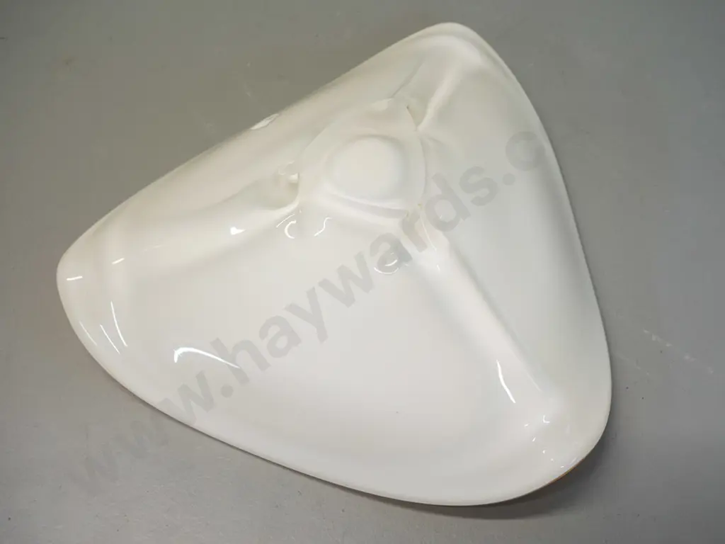 art glass triangular bowl - light amber over white H95 W265 Image 1++