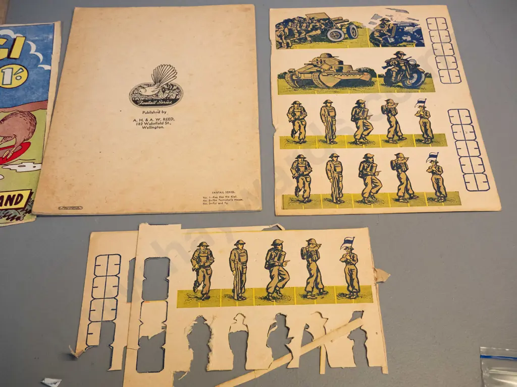 vintage "Little Hongi" comic No. 1, has had edges roughly trimmed with scissors, circa 1940s "Tai and Tu" booklet w/ cut Image 1++