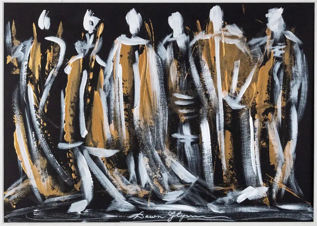 Dawn Glynn - unframed mixed media figures H - 200 W - 280 Image 1++