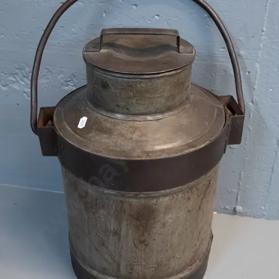 vintage metal cream can with handle H-410 D-300