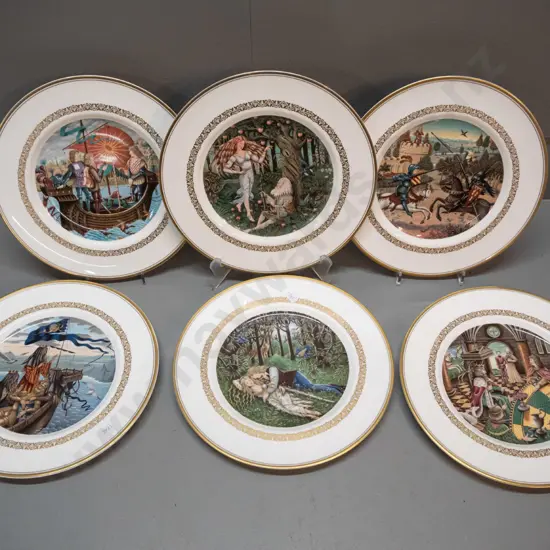 6 Royal Worcester King Arthur series collector plates D-235