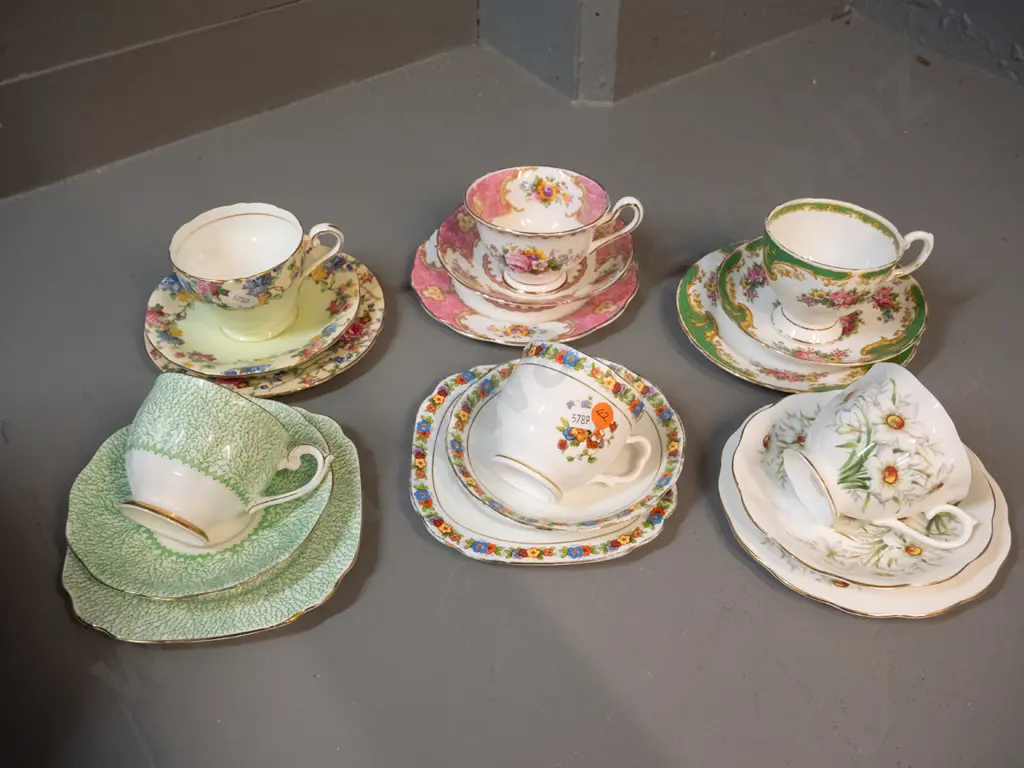 6 English china trios - Royal Albert, Tuscan, Aynsley, Bell Image 1++