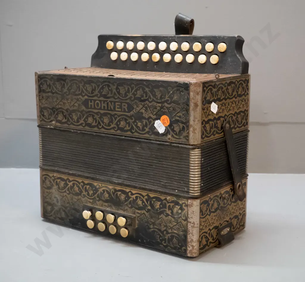 vintage Hohner button accordion - overall wear and some corrosion to metal H-275 2W-280 D-150 Image 1++