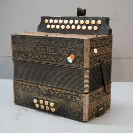 vintage Hohner button accordion - overall wear and some corrosion to metal H-275 2W-280 D-150